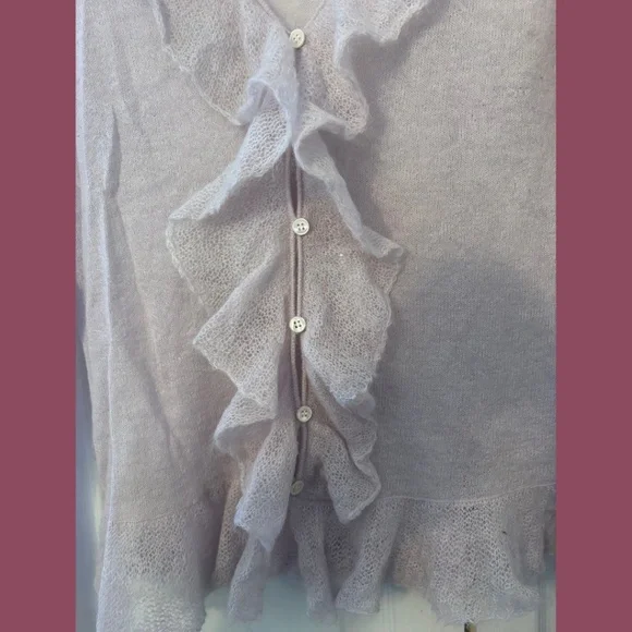 ⭐️ Ann Taylor Whimsy Ruffle Cardigan in Pink - Size Medium - Pre-Loved - Picture 9 of 10